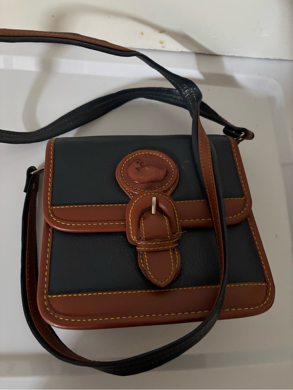 Classic Two-Tone Leather Crossbody Bag - Black & Brown